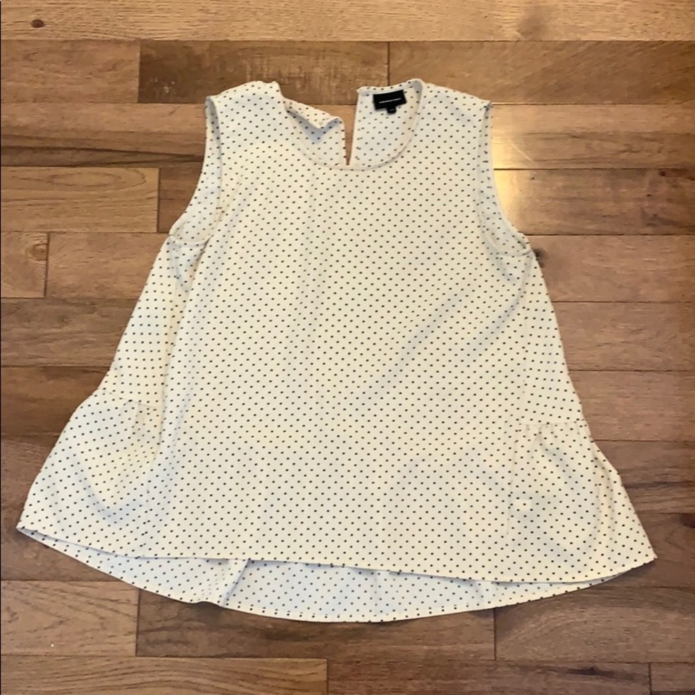 Ivory with Black Polka Dot Peplum Blouse